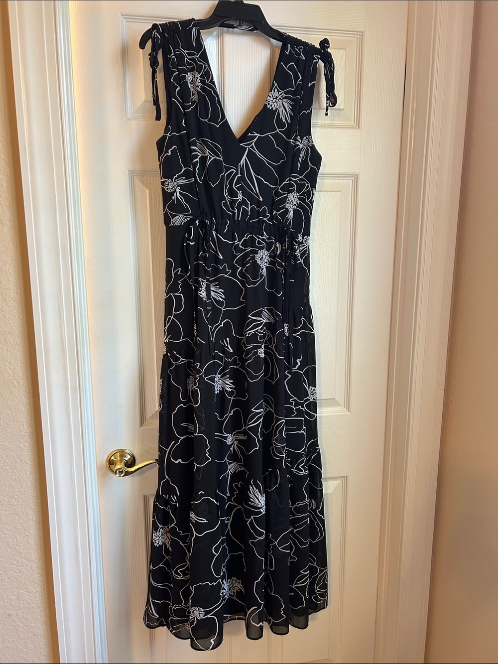 1. State Black Maxi Dress with White Floral Outline